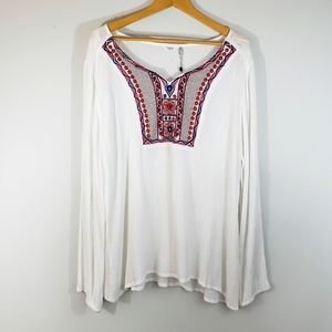 Kaktus peasant boho embroidered top sz XL white